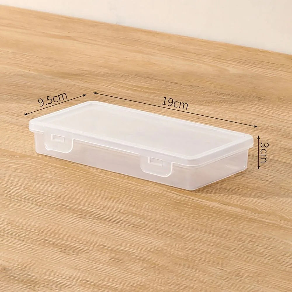 Large Capacity Storage Box Rectangle Transparent Flip Box Stationary Supplies Desktop Organizer