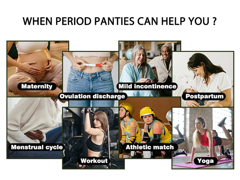 Menstrual Panties Woman High Waist Menstrual Cycle Absorbent Underwear Leak Proof Menstrual Briefs Period Underwear Heavy Flow