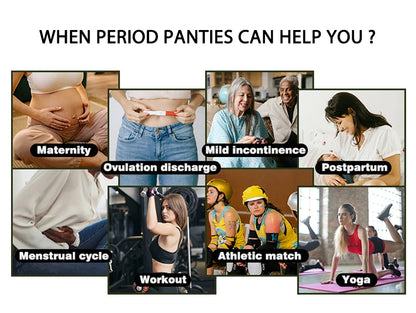 Menstrual Panties Woman High Waist Menstrual Cycle Absorbent Underwear Leak Proof Menstrual Briefs Period Underwear Heavy Flow