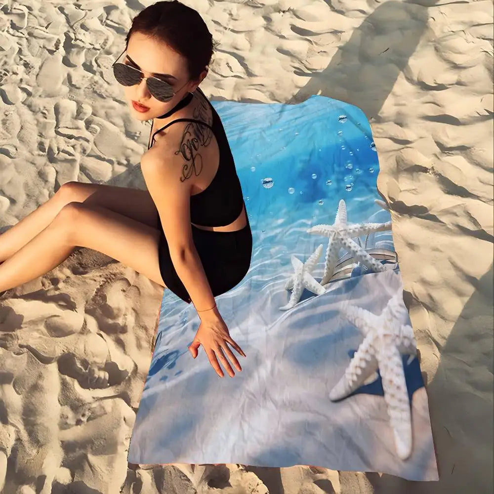 Beach Ocean Wave Anime Beach Swimming Towel Soft Absorbent Washcloth Children's Gifts For Kids Travel Camping Gym
