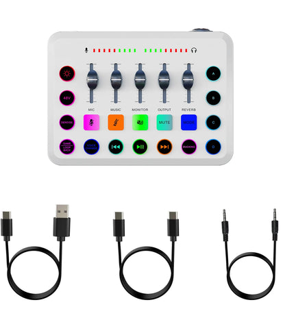 Likheung F11 Live Sound Card Streaming 5-Channel Mixer Sound Card Audio Mixer Professional Studio for Game Voice Podcast Live