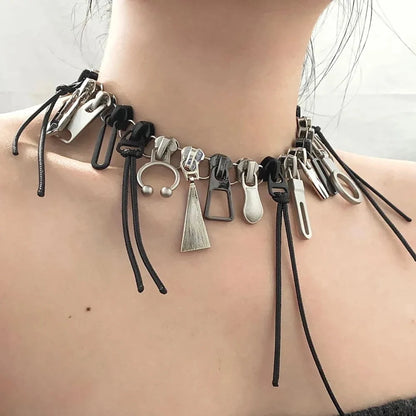 Stylish Zipper Necklaces Punk Men's And Women's Jewelry Accessories Unisex Jewelry Accessories Party Neck Accessories