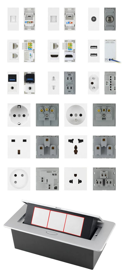 Hidden Desktop Pop-Up Socket DIY Multifunctional USB Type-C Outlet For Meeting Room Office Electrical Switch Countertops Plug