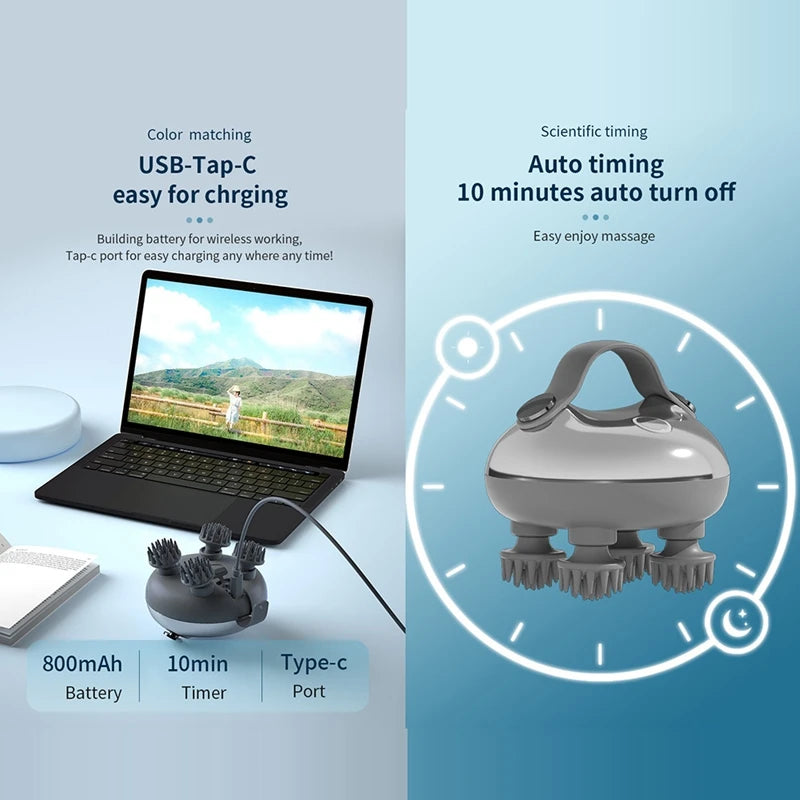 Electric Scalp Massager Rechargeable Head Massager Scalp Stress Relax Waterproof Handheld Hair Scalp Scratcher A Easy To Use