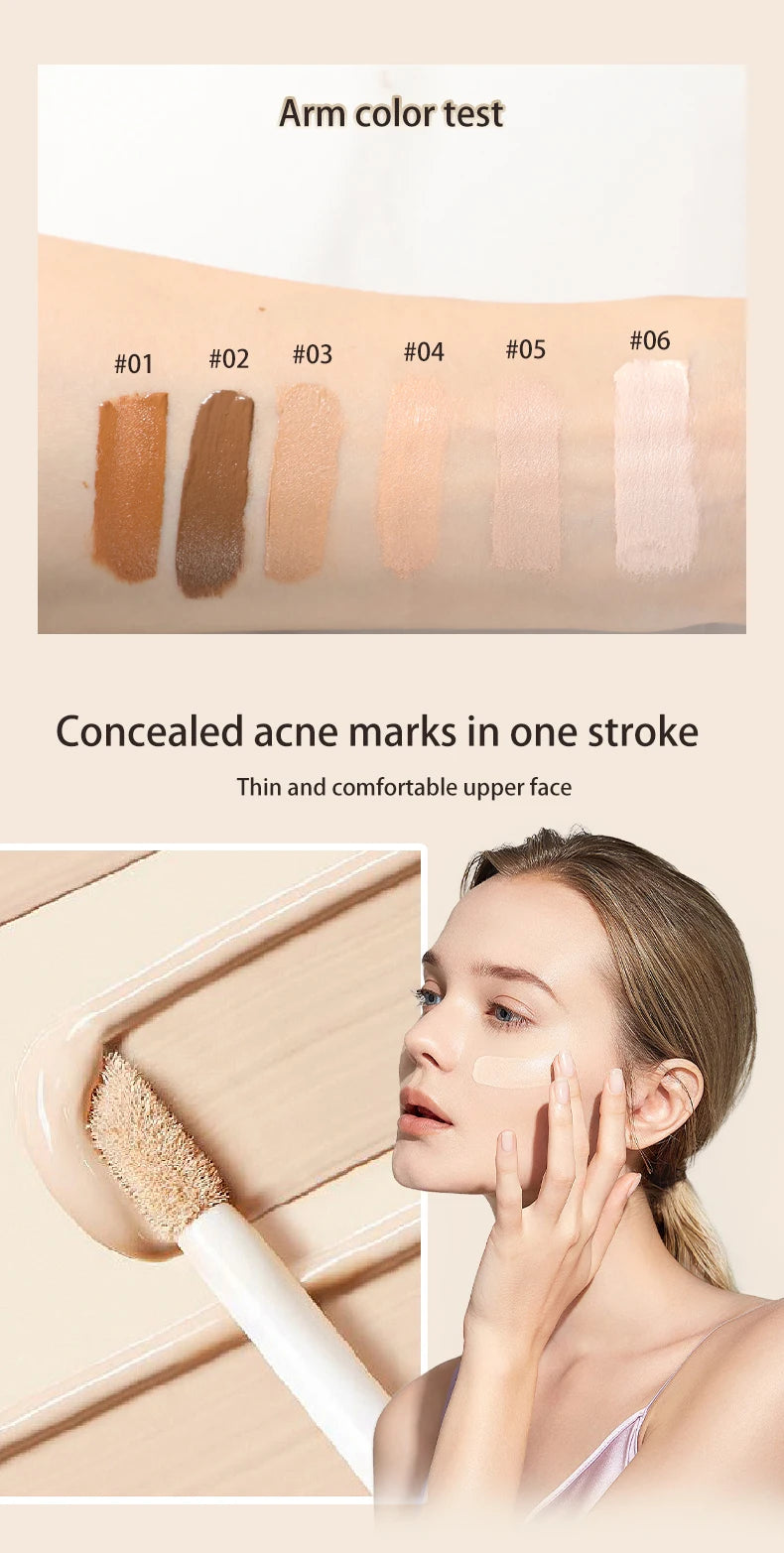 6-color Flawless Foundation, Improving Uneven Skin Tone, Light, Medium Coverage, Semi-matte, Vegan.