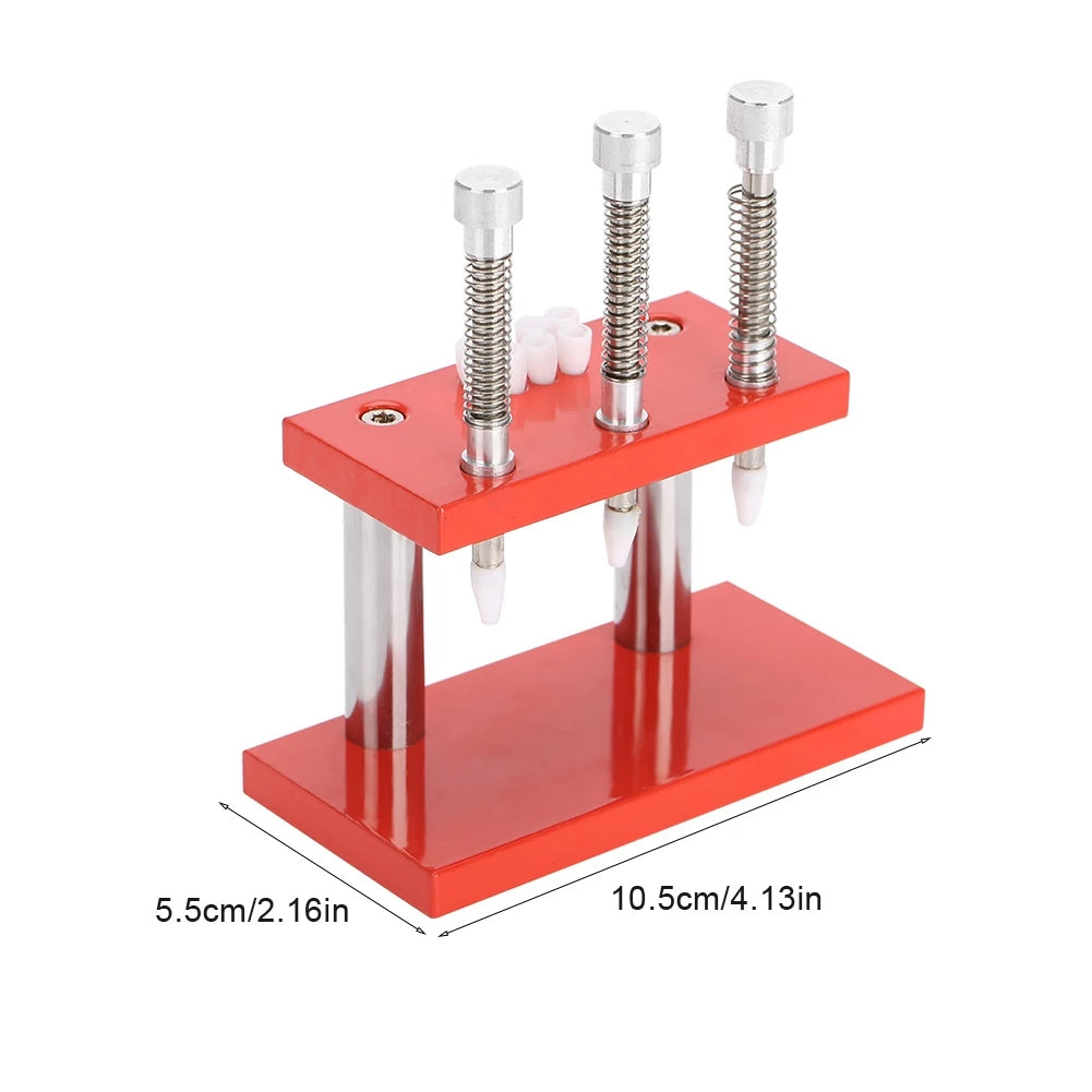 Red Watch Tool Hand Plunger Puller Remover Hand Set Fitter Solid Alloy Steel Watch Repair Tool kit With 10 Plastic Dies