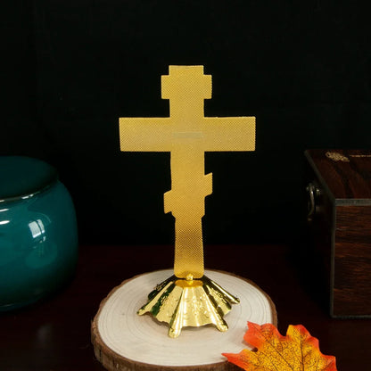 Church Orthodox Cross Gold Silver Plated With Stand Church Home Decoration Religious Gift Religion Gift Religion Ritual Item