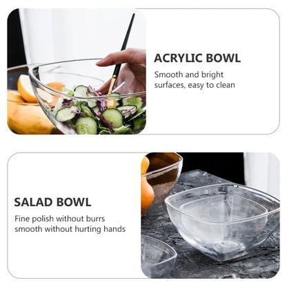 Glass Acrylic Serving Salad Bowls Salad Plastic Mixing Acrylic Serving Salad Bowlss Transparent Fruit Acrylic Large Vegetable