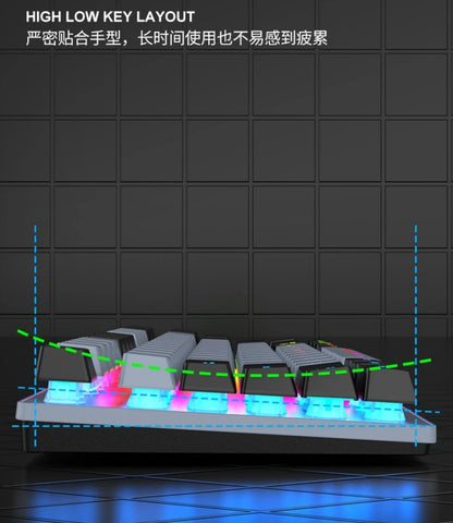 Keyboard 87 Keys 80% Layout Spanish Russian Korean Arabic Gaming Keyboard USB Wired RGB Light Float Keycap Ergonomics Design K10