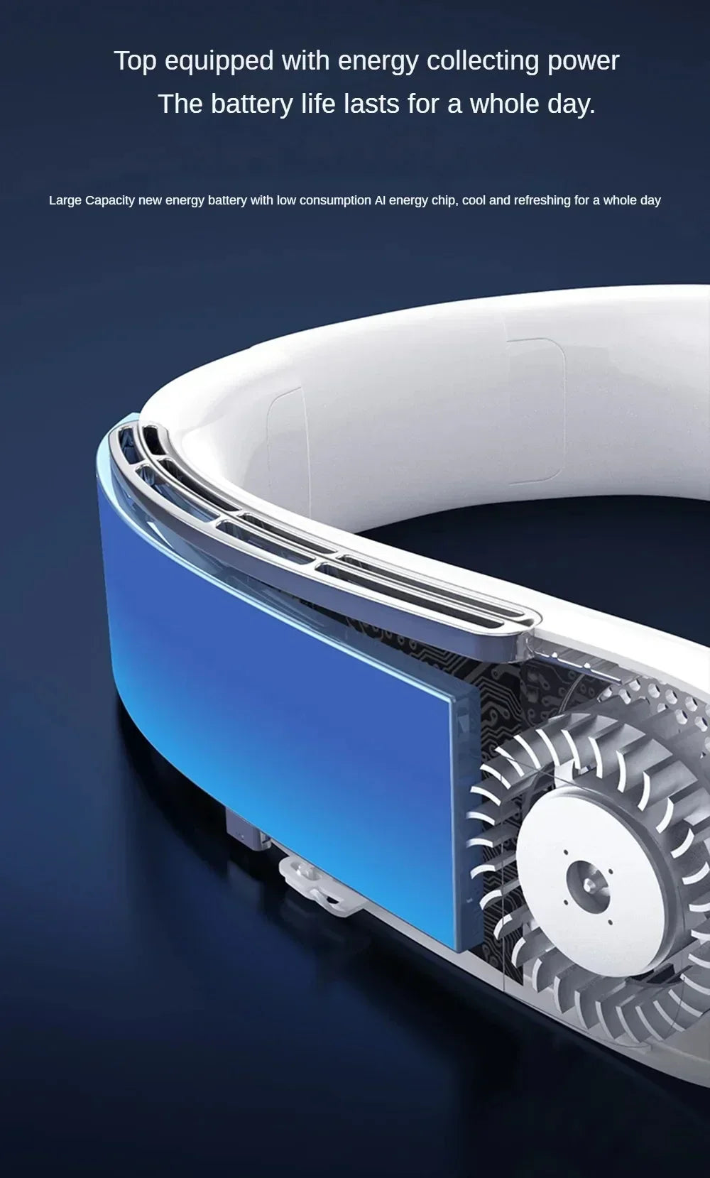 15000mah Portable Neck Fan Smart Digital Display USB Rechargeable Outdoors Bladeless Silent Cooling Neck Fan For Summer Sport