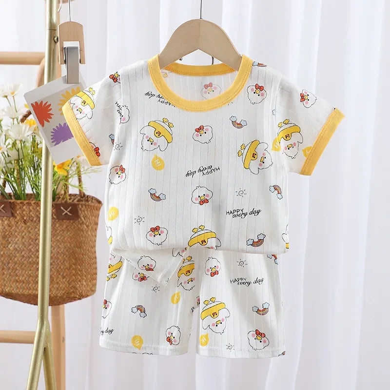 T-shirts Baby Clothes New Summer Children's Clothing  Children's Short Sleeved Shorts Suit Boys Girls Cotton