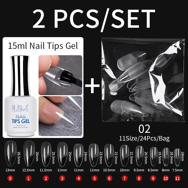AWStorG 15ML Nail Tips Glue Gel For Falses Nail Tips Fast Extension 3 IN 1 Function Nails Art Transparent Gel Polish Soak Off UV