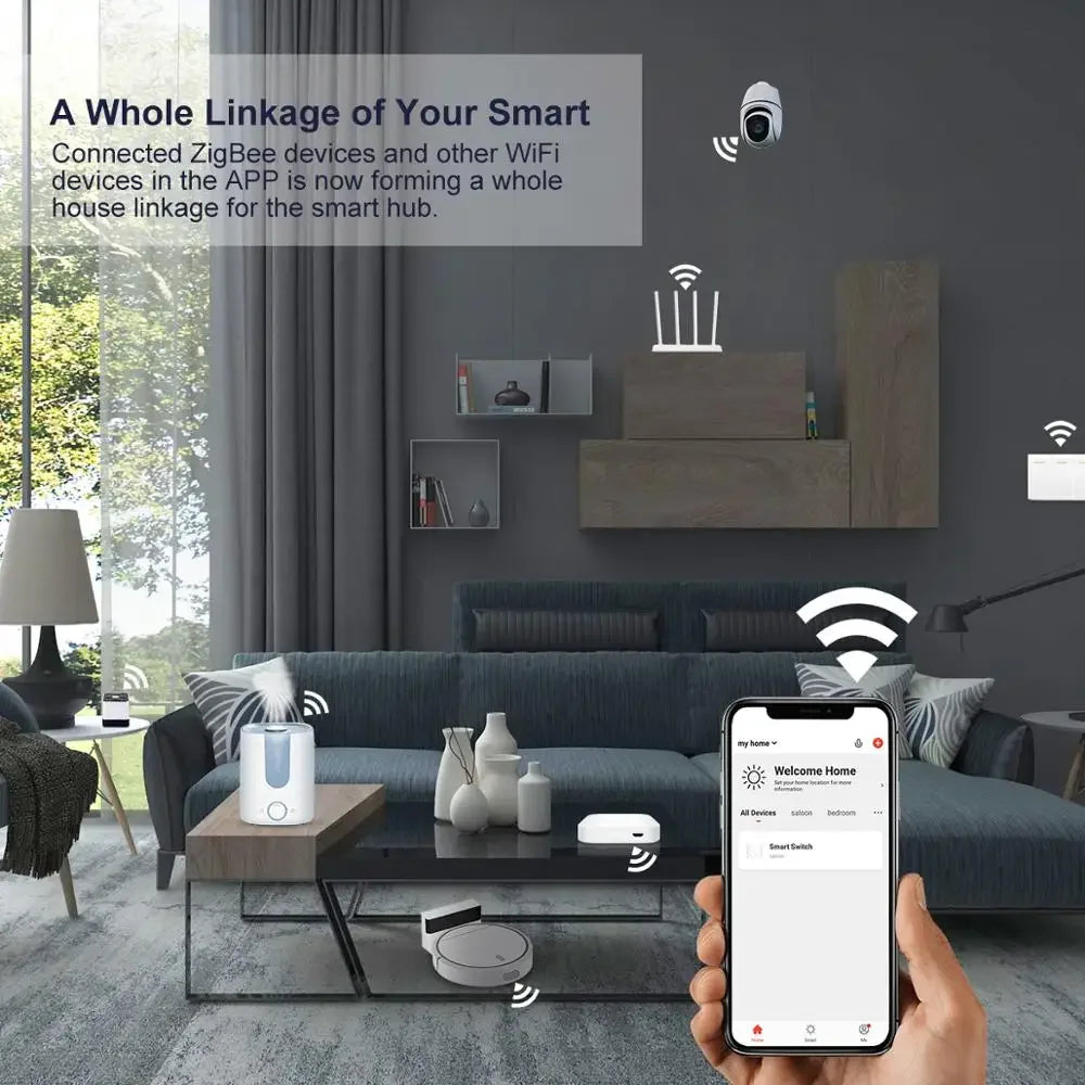 Tuya ZigBee 3.0 Smart Hub, Wireless/Wired Gateway Bridge for App Voice Remote Control, Works with Alexa Home Assistant