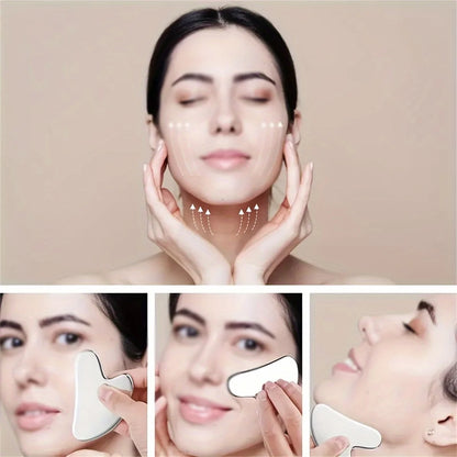 Facial Tool Gua Sha Board Beauty Skin Care Stainless Steel GuaSha Massage Tool Natural Universal Facial Silver Metal