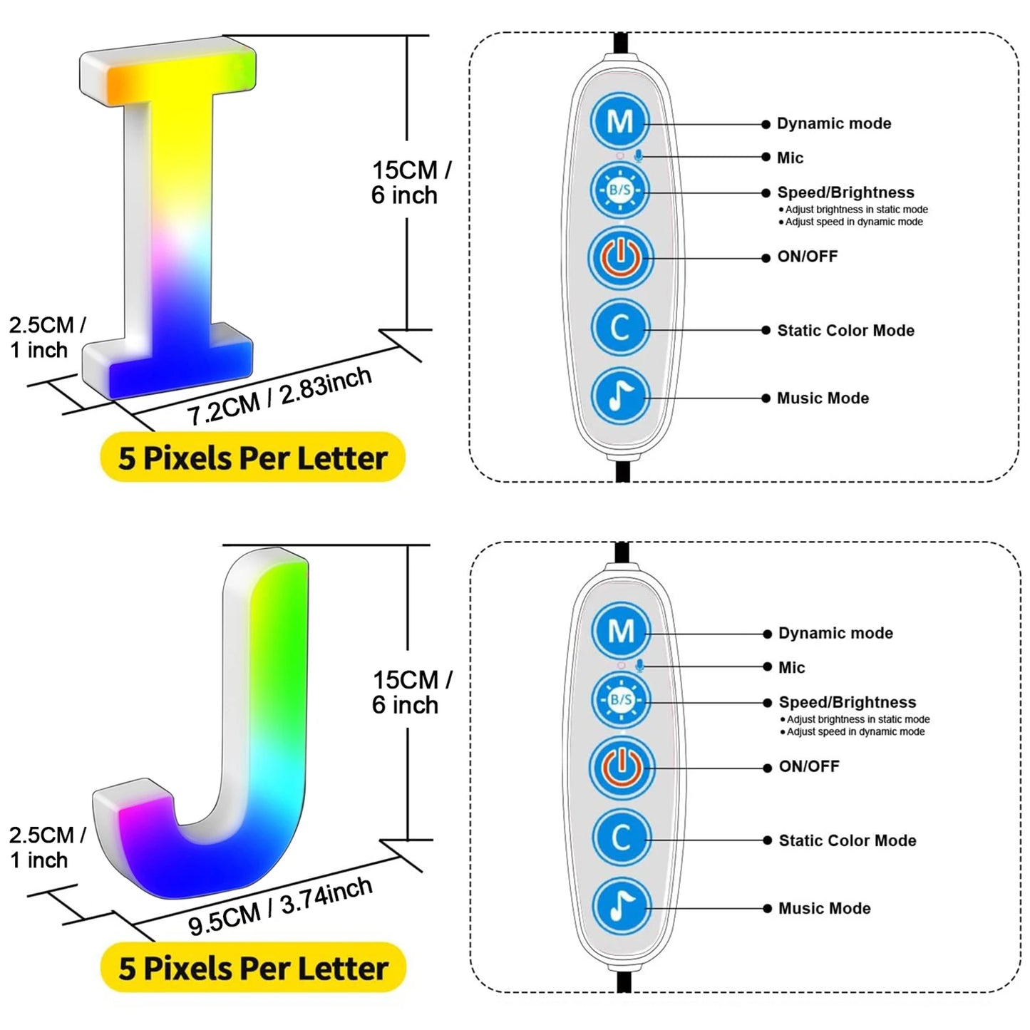 Smart LED Letters Lights Alphabet Light Decorative Name Letter Number Lamp Night Light USB MeRGBW App Music Sync Logo Game Home