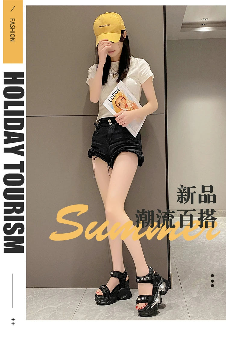 10CM Chunky Platform Sandals Women New Summer Bling High Heels Sandals Woman Beach Casual Slides Thick Sole Sandalias Mujer