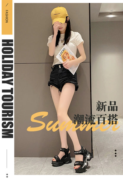 10CM Chunky Platform Sandals Women New Summer Bling High Heels Sandals Woman Beach Casual Slides Thick Sole Sandalias Mujer