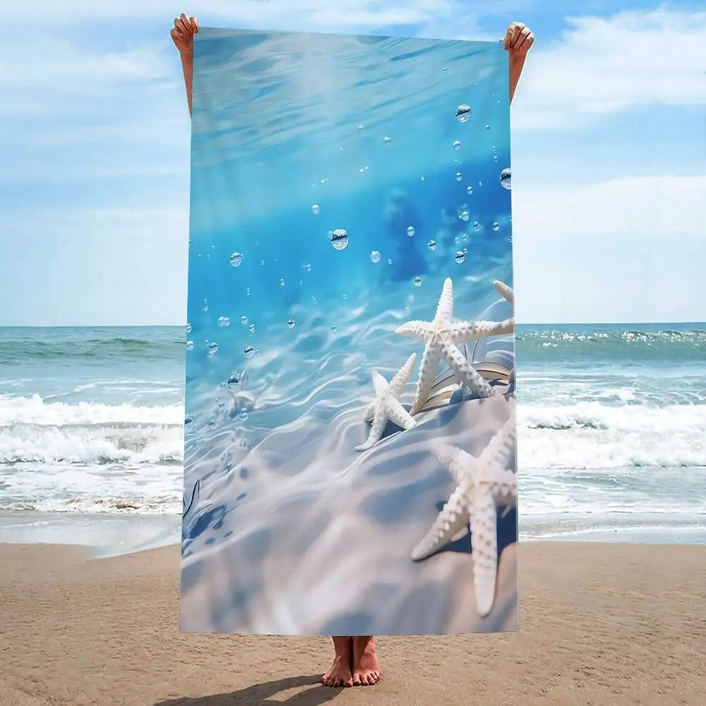 Beach Ocean Wave Anime Beach Swimming Towel Soft Absorbent Washcloth Children's Gifts For Kids Travel Camping Gym