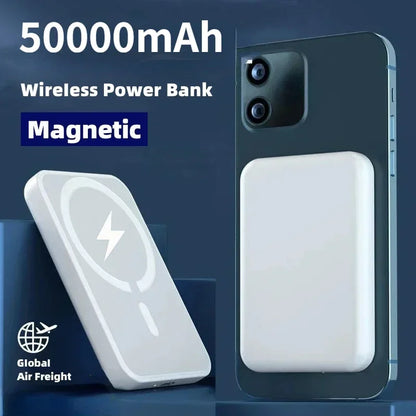 New 50000mAh Magnetic Wireless Power Bank for iPhone 12 13 14 15 Pro Max Portable Charger External Auxiliary Battery Pack
