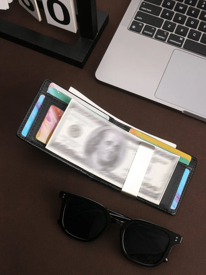 Men's RFID Blocking Card Holder Bifold Wallet With Money Clip Minimalist Pocket Slim Wallet