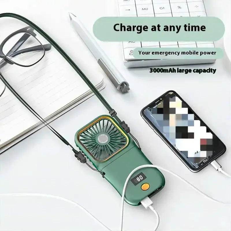 Handheld Small Fan, Desktop Small Fan, Portable USB Fan, Mini Power Bank, Folding Fan, Hanging Neck Fan