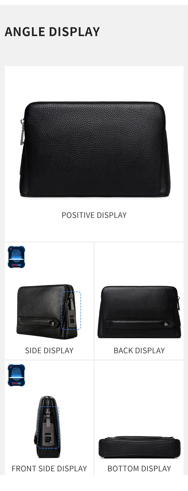 Man`s Fingerprint Lock Handbag Security Wallet