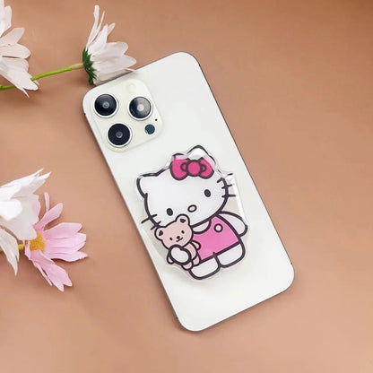 Sanrio Hello Kitty Phone Socket Holder Kawaii Anime Finger Grip Bracket For Iphones Desktop Holder Back Sticker Gift