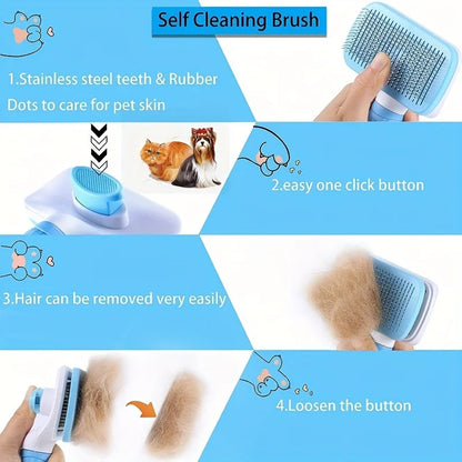 Pet Hair Remover Brush - Effective Shedding Control Gentle Deshedding Comb for Dogs Cats Long Hair Grooming Daily Use & Bathing