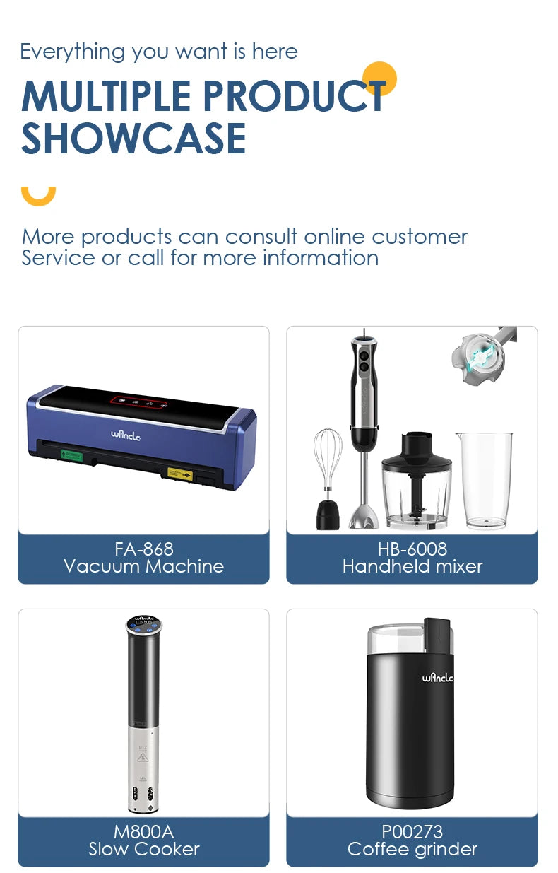 Wancle 1000W Immersion Hand Blender 4 in 1 Powerful Stick Blender Mixer 16 Speeds Adjustable for Protein Shakes Whipped Cream