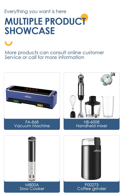 Wancle 1000W Immersion Hand Blender 4 in 1 Powerful Stick Blender Mixer 16 Speeds Adjustable for Protein Shakes Whipped Cream