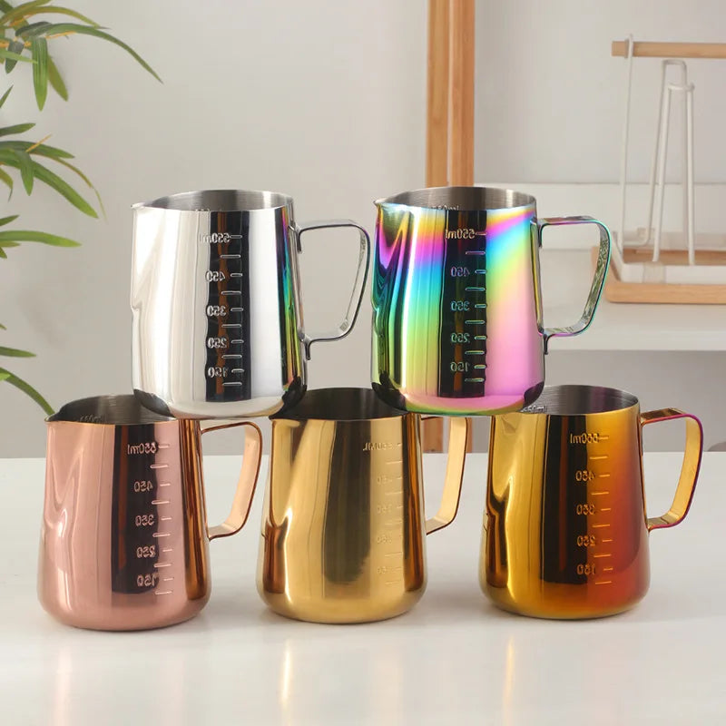 350ML/550ML Colorful Coffee Latte Milk Frothing Jug Milk Frother Pitcher Stainless Steel Jug Espresso Barista Pitcher Milk Pot