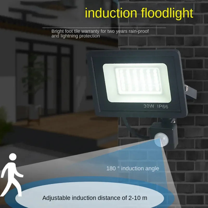 LED Floodlights 100W 50W 30W 20W 10W PIR Motion Sensor IP66 Waterproof LED 220V Hanging Exterior Outdoor Wall Lamp Spotlight