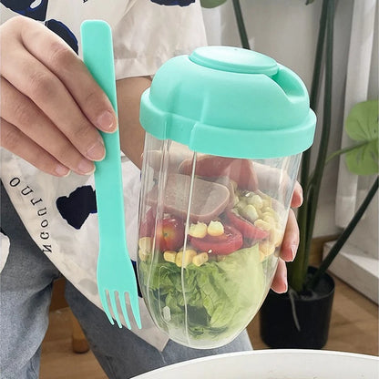 Portable DIY Salad Cups Breakfast Cereal Nut Yogurt Container Set with Fork Sauce Bottle Picnic Food Container Bento Lunch Box