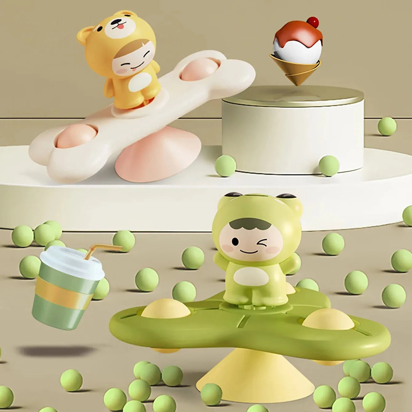 Baby Soothe Toy Cartoon Airplane Soothe Baby Artifact Baby Bath Fun Sucker Spinner Early Education Table Games