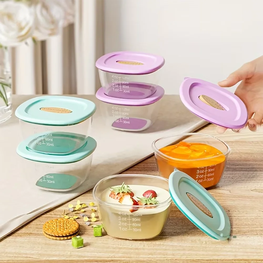 4Pcs Square Reusable Baby Food Sealing Container with Lid, Perfect for Kitchen Storage and Storage & Sealed of Baby Food