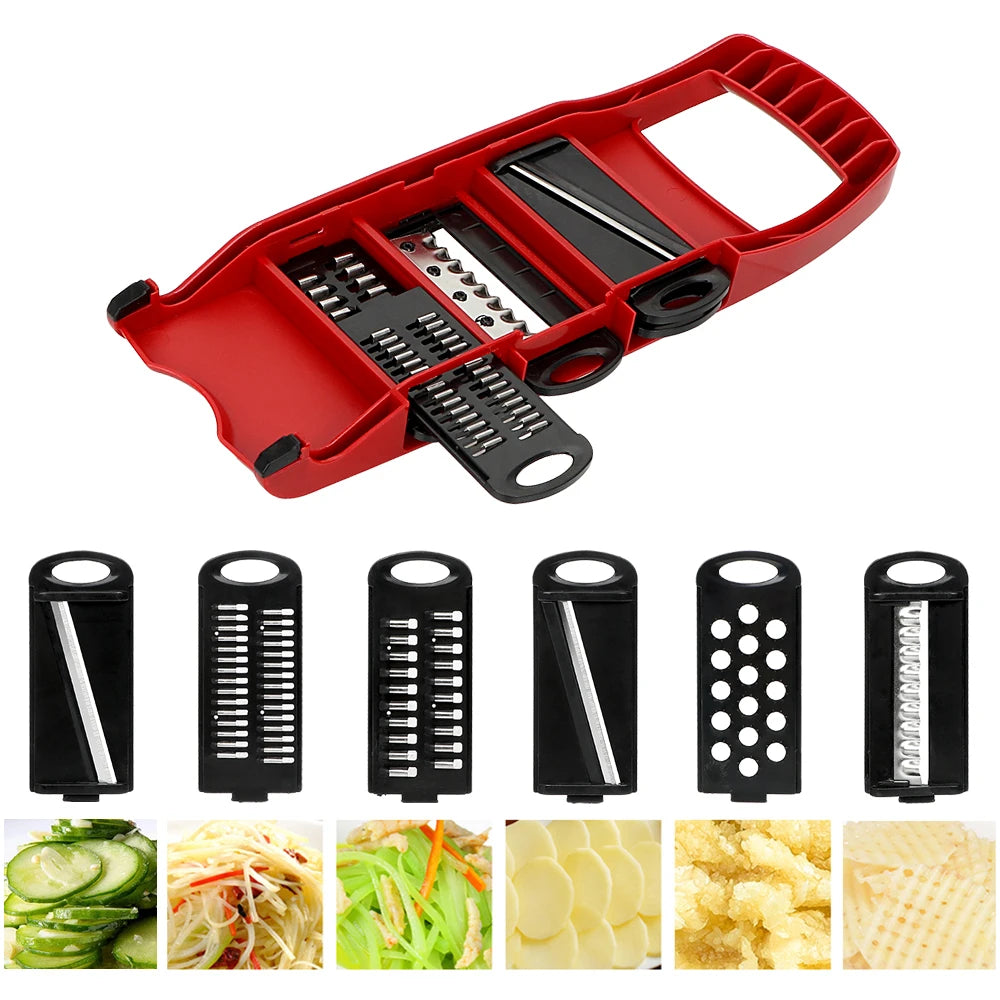 Fruit Cutter Cooking Tool Sets Kitchen Gadget Grater 6 Blades Slicer Vegetable Mandoline Slicer Multi-function