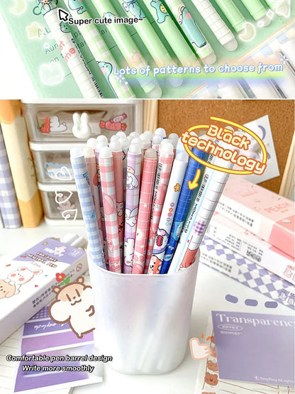 12PC 0.5mm Syringe Erasable Pen Korean Stationery Simple Kawaii Writing Pen Student Stationery Cultural and Educational Supplies
