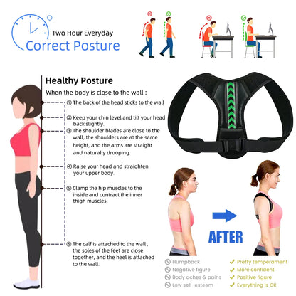Adjustable Posture Corrector Upper Back Brace Neck Shoulder Brace Back Support Pain Relief Belt Women Men Spine Straightener