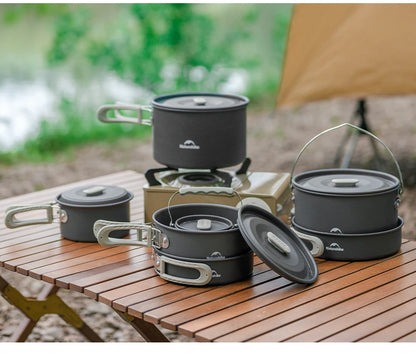 Naturehike Camping Pot Set Aluminum Alloy Cookware Pot Set Portable Outdoor Picnic Tableware Camping Cookware Kit CNK2450CF010
