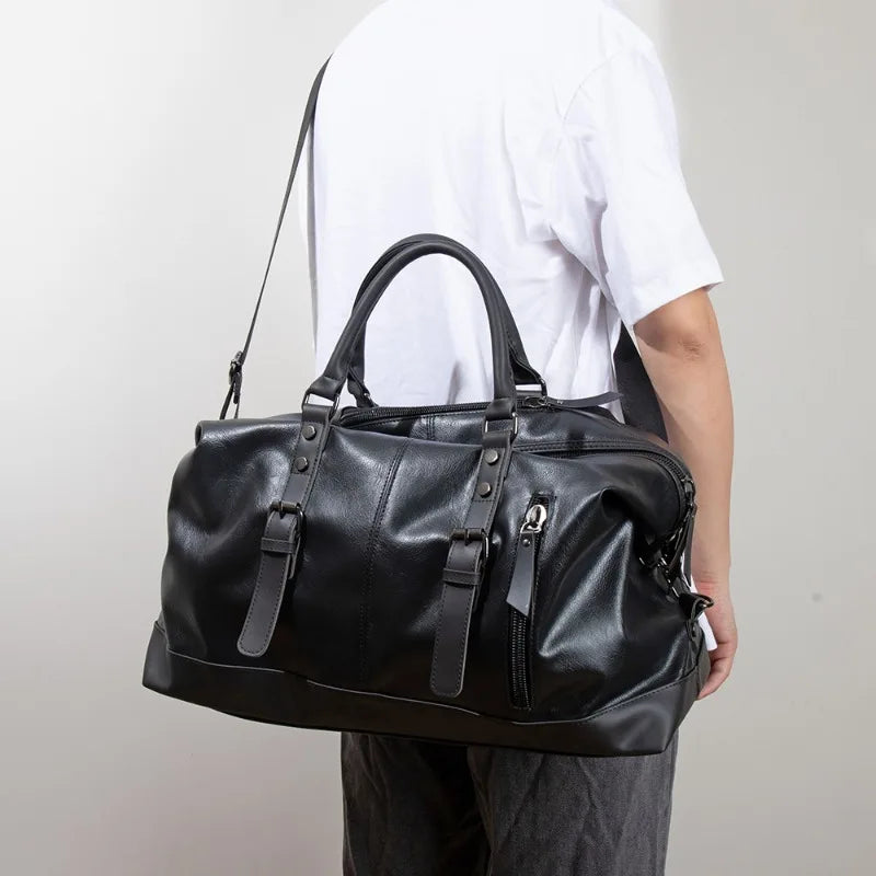 2025 New Men Travel Totes Crossbody Shoulder Bags Large Capacity Handbag Fashion Top-Handle Bag Waterproof PU Leather Laptop Bag