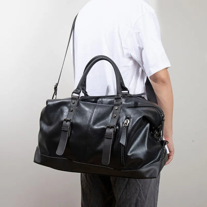 2025 New Men Travel Totes Crossbody Shoulder Bags Large Capacity Handbag Fashion Top-Handle Bag Waterproof PU Leather Laptop Bag