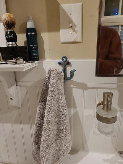 Cast Iron Nautical Anchor Wall Hooks Coastal Theme Decorative Hooks Towel Hanger Jacket Holder Unique Key Hooks Backpack Racks