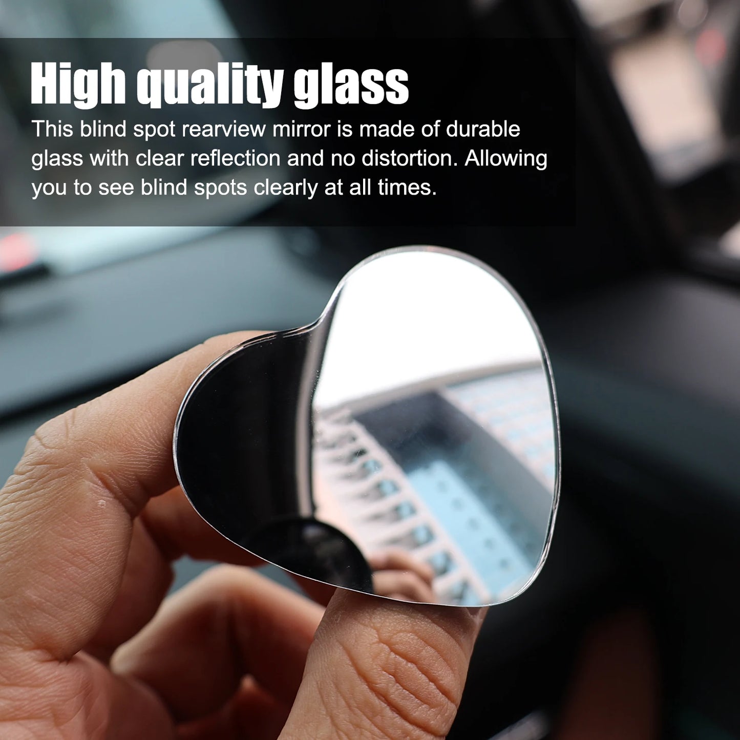 Car Frameless Blind Spots Mirror Cute Heart Shape Side Mirror Rearview Mirrors Auxiliary Accessories for Auto SUV Motorcycle