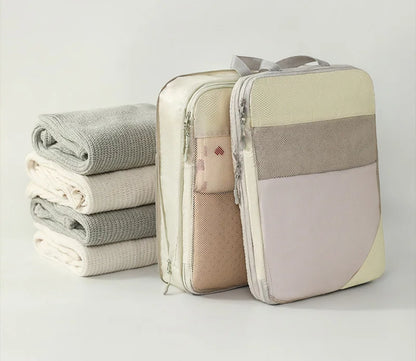 5-Piece Mesh Compression Packing Cubes Set Travel Storage Bag Large Capacity Waterproof Luggage Clothing Underwear Storage Bag