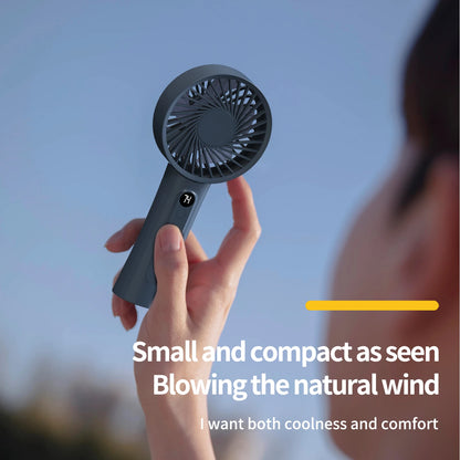 Portable Handheld Fan, Fan 6 Speed Wind LED Display Personal Mini Travel Fan  Hand Held Fan USB Foldable Electric Fan