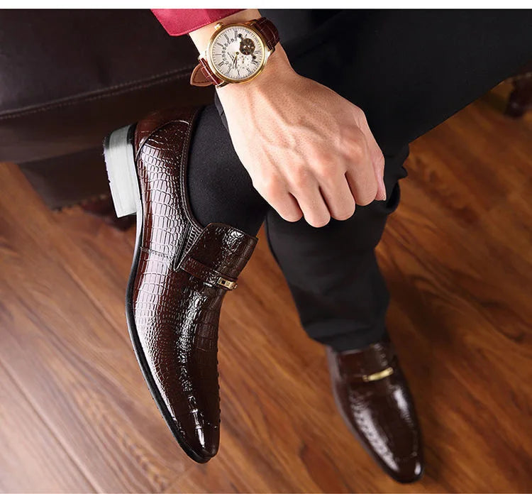 Men leather shoes new style luxury crocodile pattern men business formal shoes casual social shoes men wedding shoes