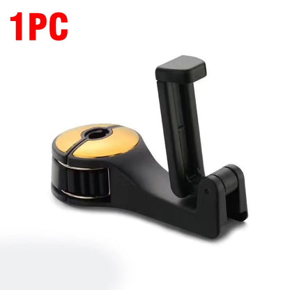 1pc With Phone Holder 360° Rotation Car Seat Back Hooks Auto Headrest Hanging Clothes Umbrella Stand Support Hook Car Supplies
