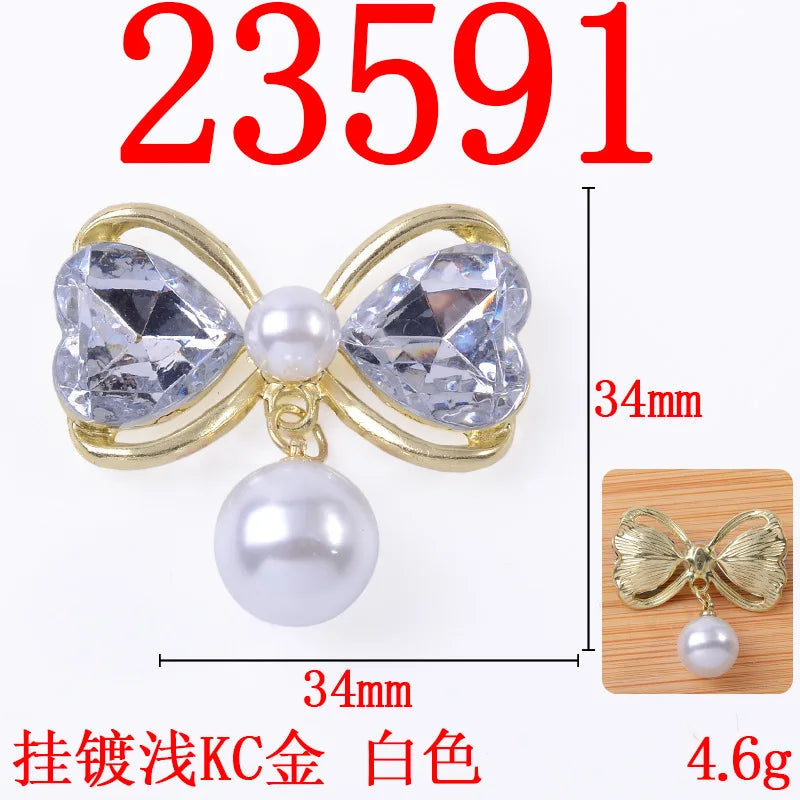 10pcs Sweet hair accessories hair rope alloy diy accessories hollow heart bow pearl pendant jewelry accessories