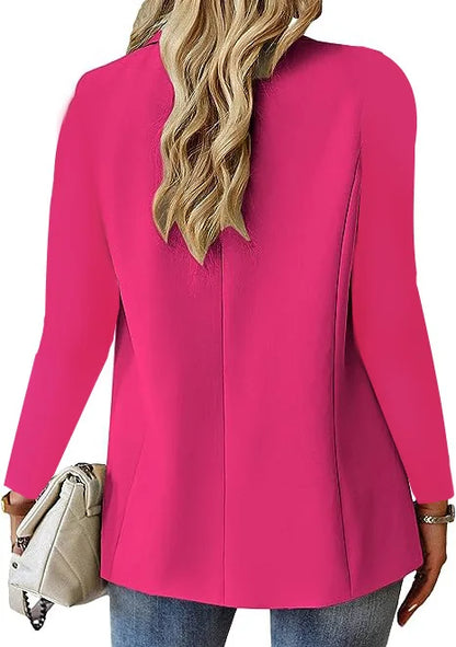 Office Elegant Blazer For Women 2025 Autumn Fashion Casual Solid Long Sleeve A Buckle Pocket Slim New In Outerwears Blazer Mujer