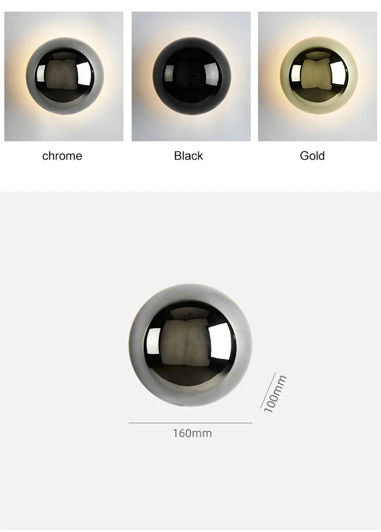 Nordic decorative gold circular wall lamp bedroom bedside living room dining room art minimalist wall mounted lamp